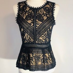 Romeo & Juliet Couture Lace Peplum Sleeveless Top